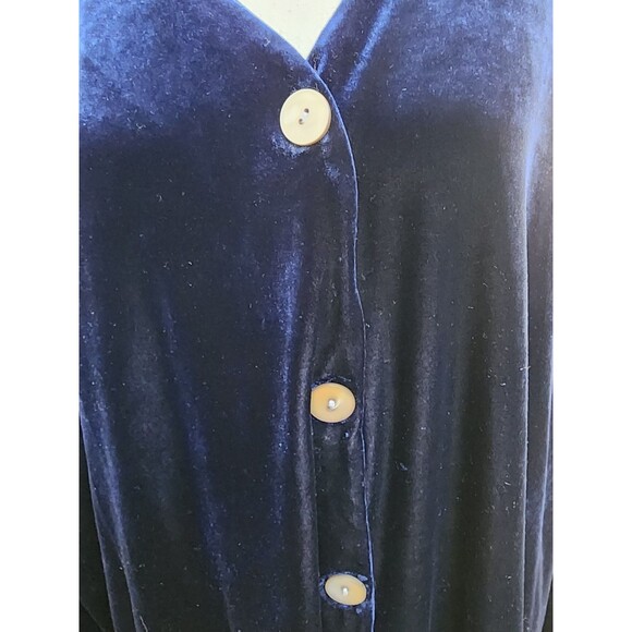 Vintage Velvet E WEAR Midnight Blue Top MOP Buttons Size XL 90's - Picture 2 of 7